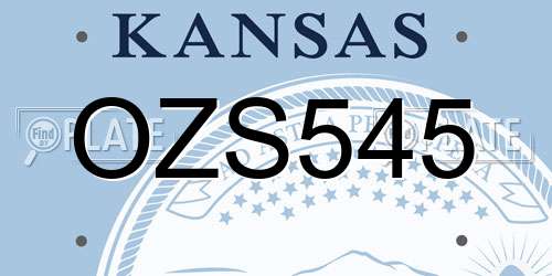 OZS545 Kansas License Plate