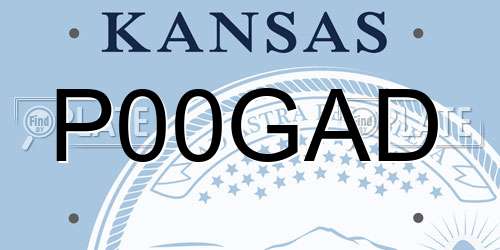 P00GAD Kansas License Plate