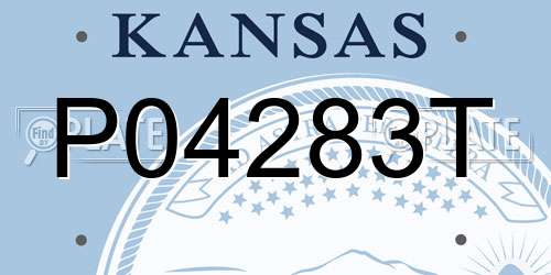 P04283T Kansas License Plate