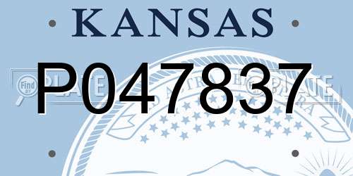 P047837 Kansas License Plate