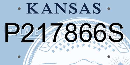 P217866S Kansas License Plate