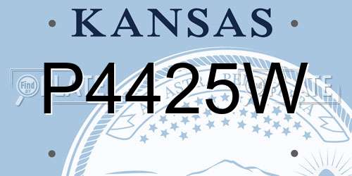 P4425W Kansas License Plate
