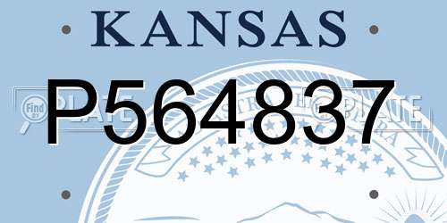 P564837 Kansas License Plate