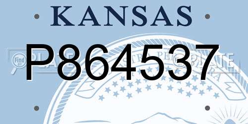 P864537 Kansas License Plate