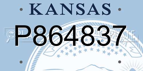 P864837 Kansas License Plate