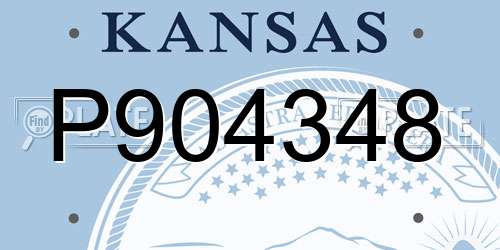 P904348 Kansas License Plate