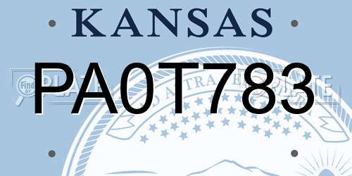 PA0T783 Kansas License Plate