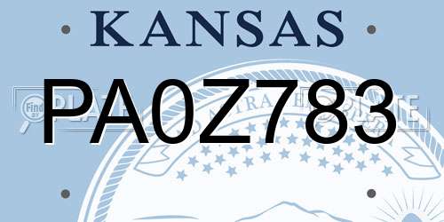 PA0Z783 Kansas License Plate