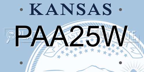 PAA25W Kansas License Plate