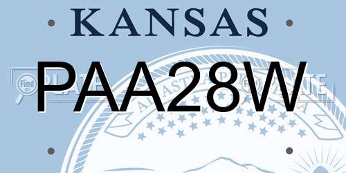 PAA28W Kansas License Plate