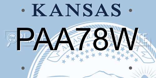 PAA78W Kansas License Plate