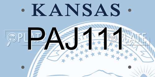 PAJ111 Kansas License Plate