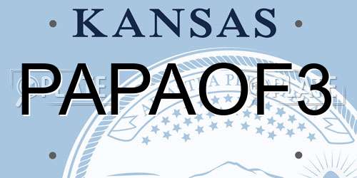 PAPAOF3 Kansas License Plate