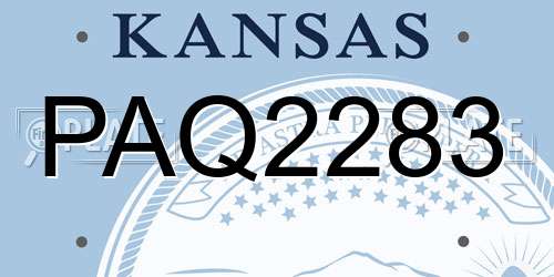 PAQ2283 Kansas License Plate