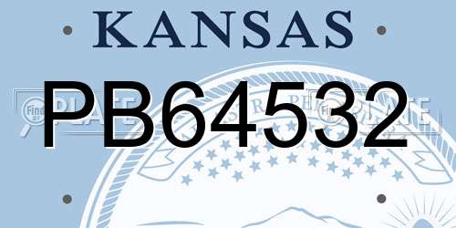 PB64532 Kansas License Plate