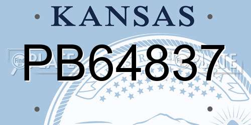 PB64837 Kansas License Plate