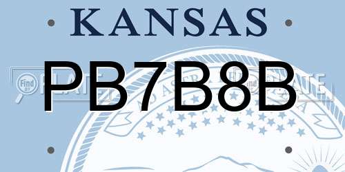 PB7B8B Kansas License Plate
