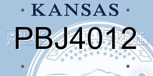PBJ4012 Kansas License Plate