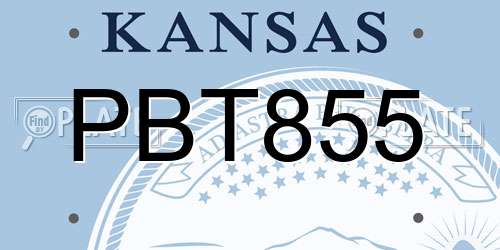 PBT855 Kansas License Plate