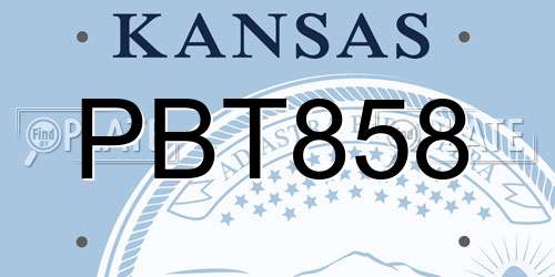 PBT858 Kansas License Plate