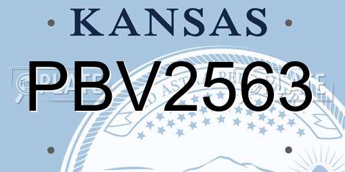 PBV2563 Kansas License Plate