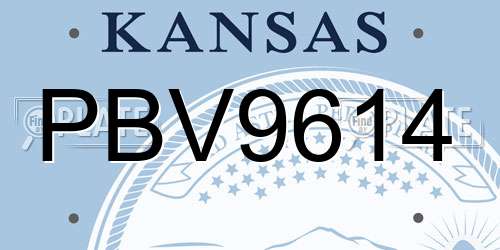 PBV9614 Kansas License Plate