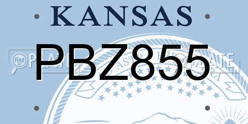 PBZ855 Kansas License Plate