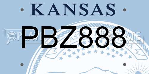 PBZ888 Kansas License Plate