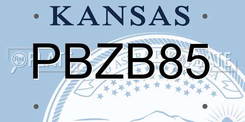 PBZB85 Kansas License Plate