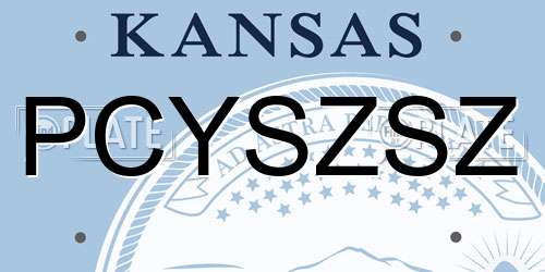 PCYSZSZ Kansas License Plate