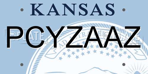 PCYZAAZ Kansas License Plate