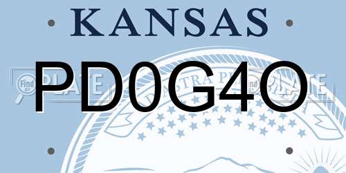 PD0G4O Kansas License Plate