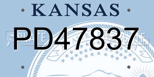 PD47837 Kansas License Plate