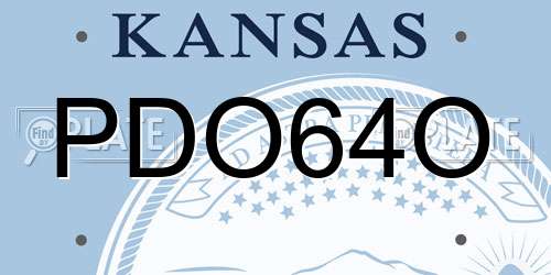 PDO64O Kansas License Plate