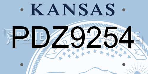 PDZ9254 Kansas License Plate