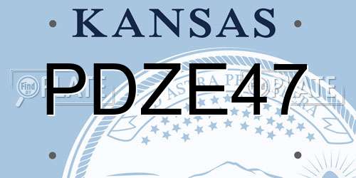 PDZE47 Kansas License Plate