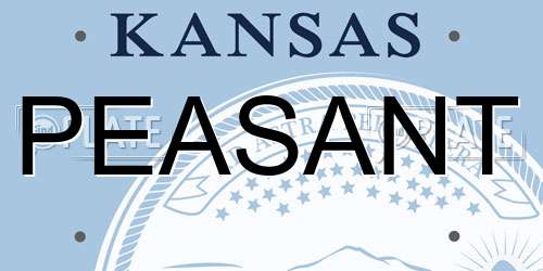 PEASANT Kansas License Plate