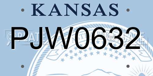 PJW0632 Kansas License Plate