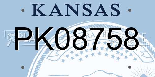 PK08758 Kansas License Plate
