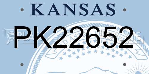 PK22652 Kansas License Plate