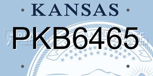 PKB6465 Kansas License Plate