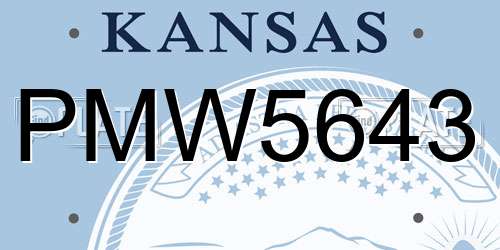 PMW5643 Kansas License Plate