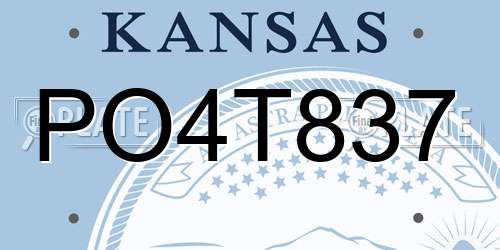 PO4T837 Kansas License Plate