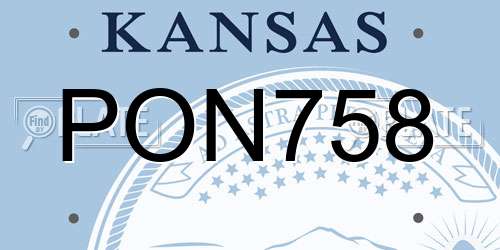 PON758 Kansas License Plate