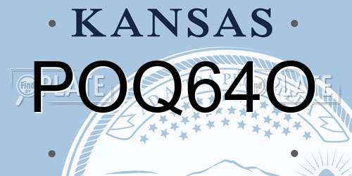 POQ64O Kansas License Plate