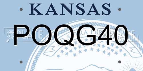 POQG40 Kansas License Plate