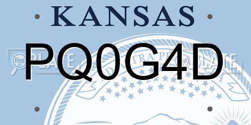 PQ0G4D Kansas License Plate