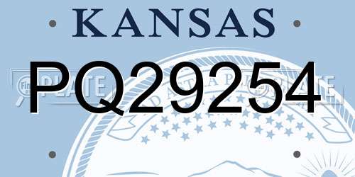 PQ29254 Kansas License Plate