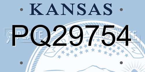 PQ29754 Kansas License Plate