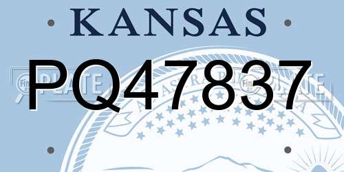 PQ47837 Kansas License Plate